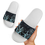 Bohemian Spiritual Deer Print White Slide Sandals
