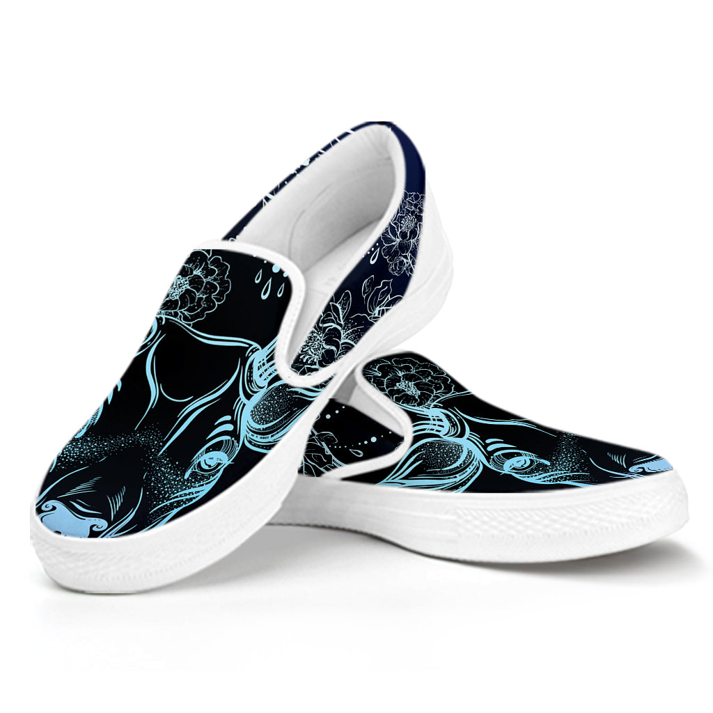 Bohemian Spiritual Deer Print White Slip On Shoes