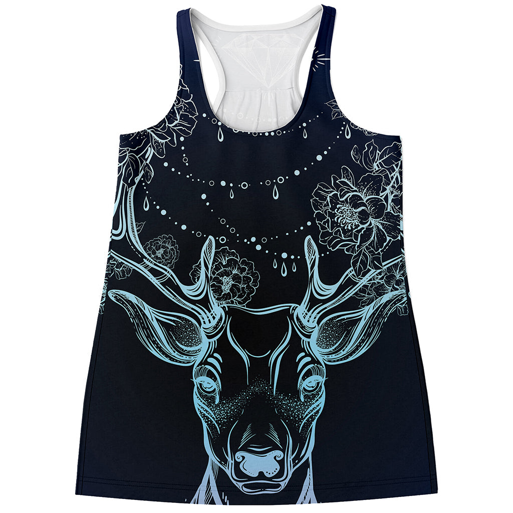 Bohemian Spiritual Deer Print Women's Racerback Tank Top