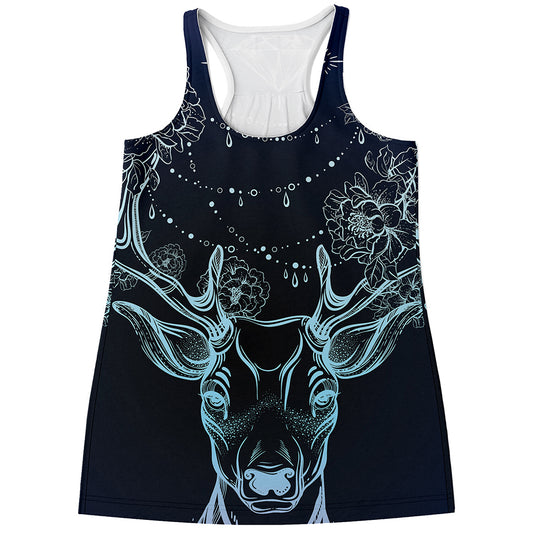 Bohemian Spiritual Deer Print Women's Racerback Tank Top