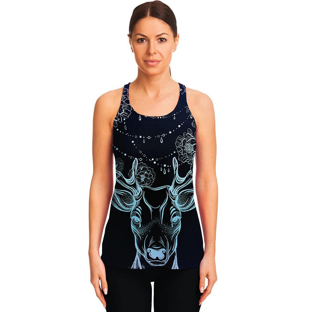 Bohemian Spiritual Deer Print Women's Racerback Tank Top