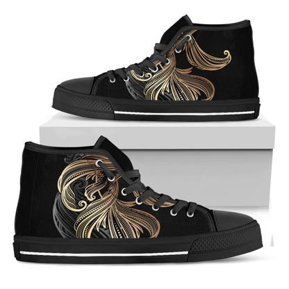 Bohemian Spiritual Fish Print Black High Top Shoes