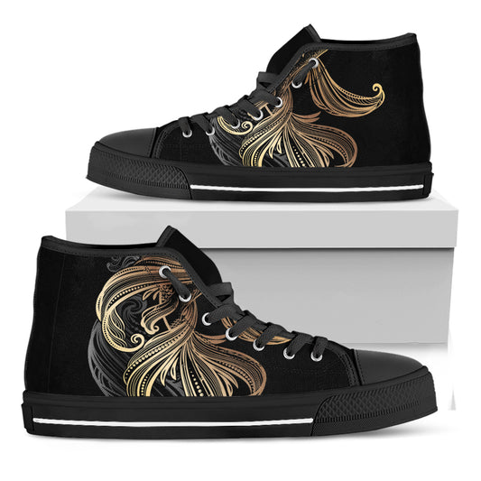 Bohemian Spiritual Fish Print Black High Top Shoes