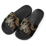 Bohemian Spiritual Fish Print Black Slide Sandals