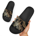 Bohemian Spiritual Fish Print Black Slide Sandals