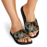Bohemian Spiritual Fish Print Black Slide Sandals