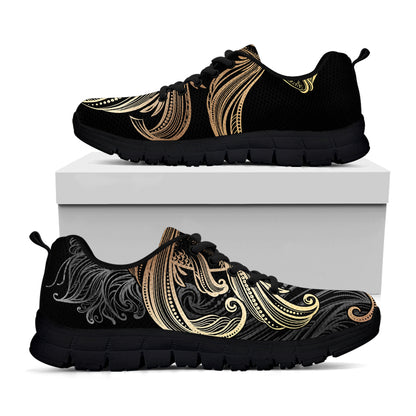 Bohemian Spiritual Fish Print Black Sneakers