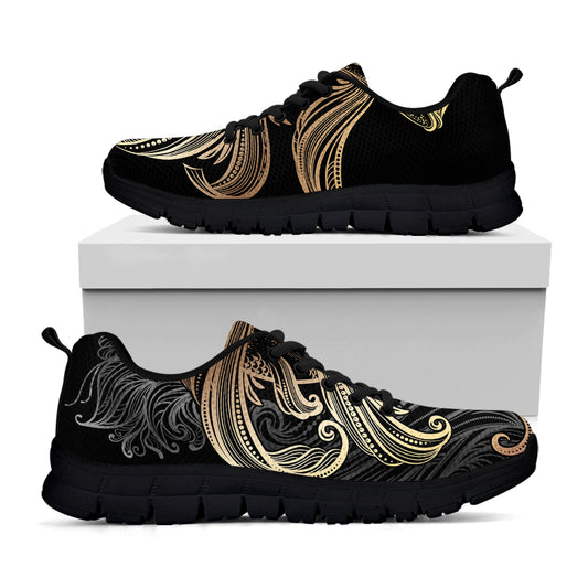 Bohemian Spiritual Fish Print Black Sneakers