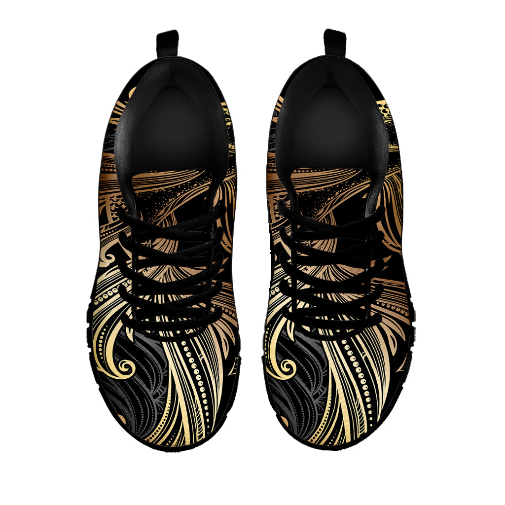 Bohemian Spiritual Fish Print Black Sneakers