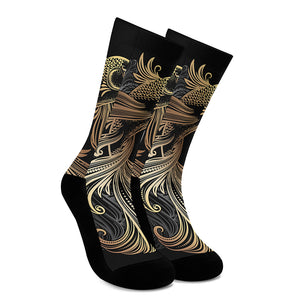 Bohemian Spiritual Fish Print Crew Socks