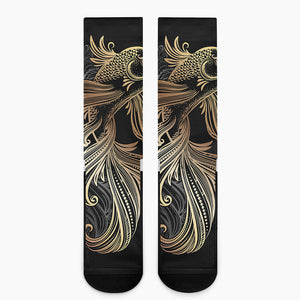 Bohemian Spiritual Fish Print Crew Socks