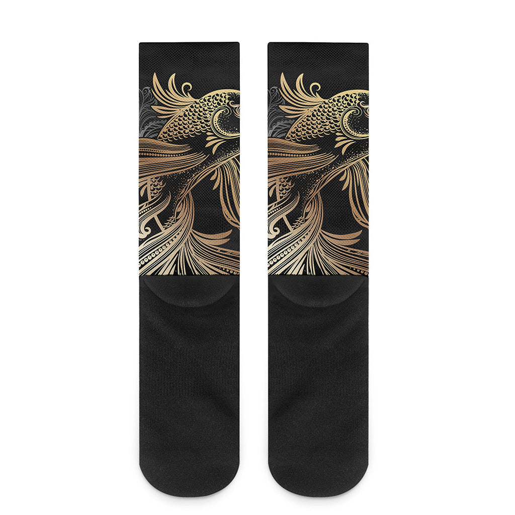 Bohemian Spiritual Fish Print Crew Socks