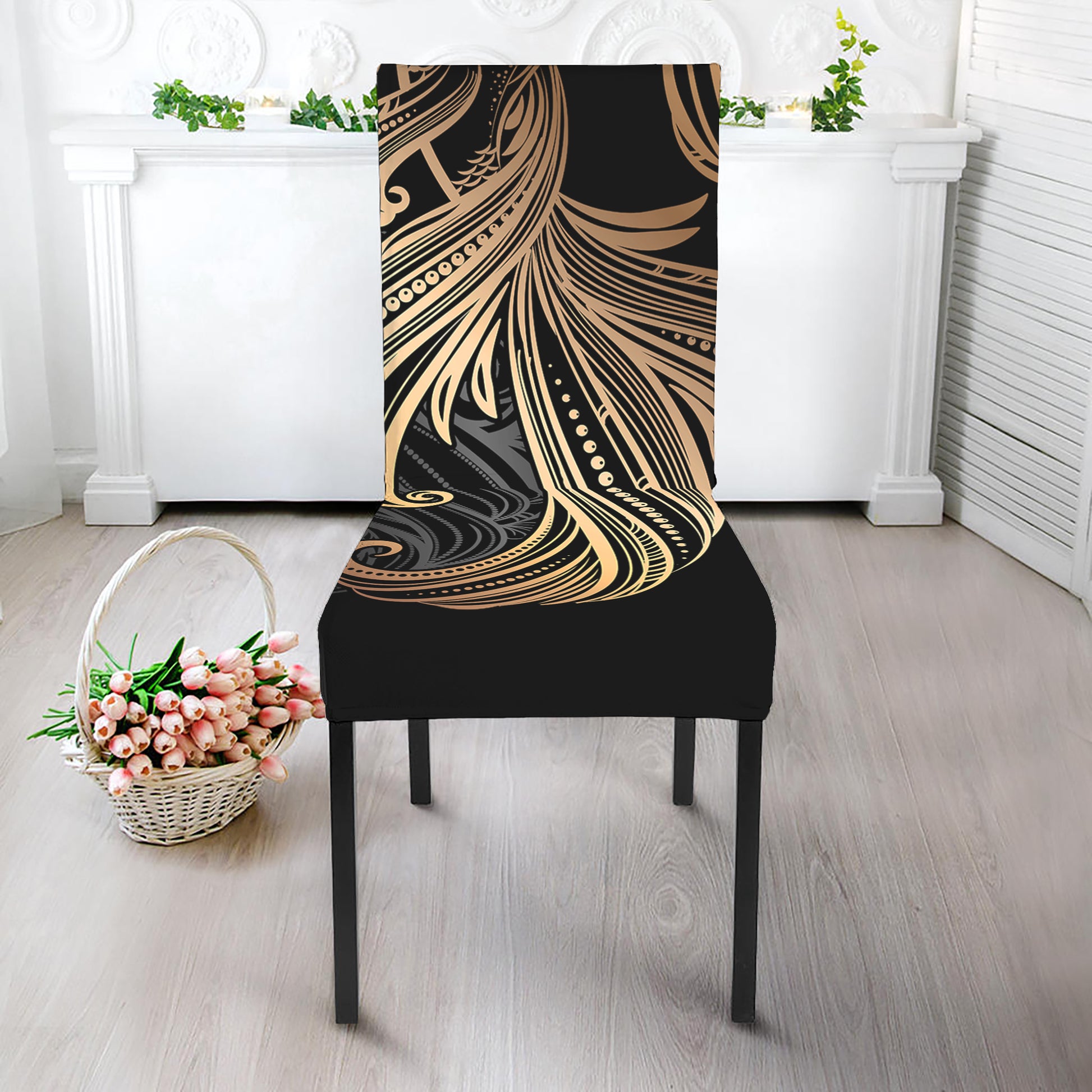 Bohemian Spiritual Fish Print Dining Chair Slipcover