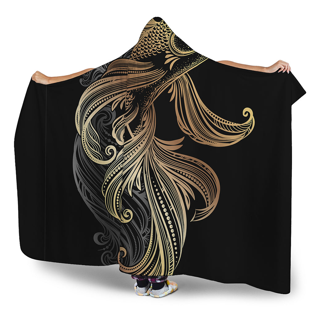 Bohemian Spiritual Fish Print Hooded Blanket