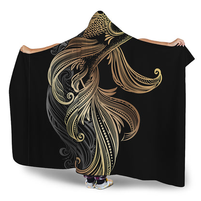 Bohemian Spiritual Fish Print Hooded Blanket