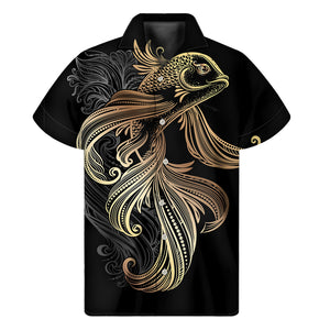 Bohemian Spiritual Fish Print Men's Short Sleeve Shirt