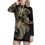Bohemian Spiritual Fish Print Pullover Hoodie Dress