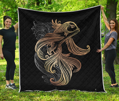 Bohemian Spiritual Fish Print Quilt