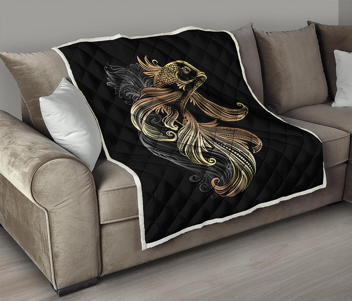 Bohemian Spiritual Fish Print Quilt
