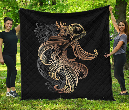 Bohemian Spiritual Fish Print Quilt