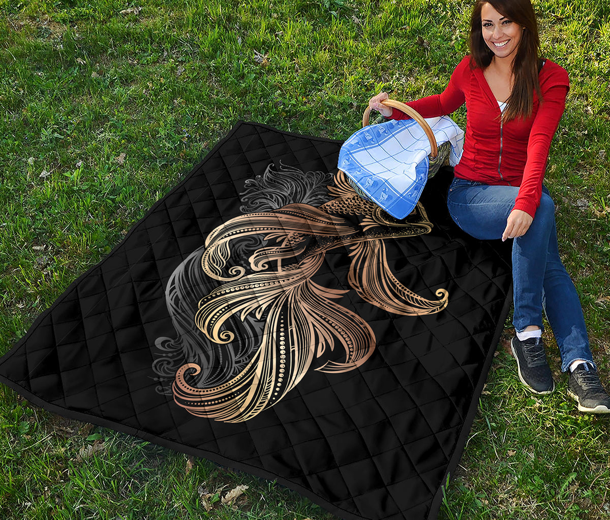 Bohemian Spiritual Fish Print Quilt