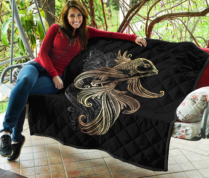 Bohemian Spiritual Fish Print Quilt