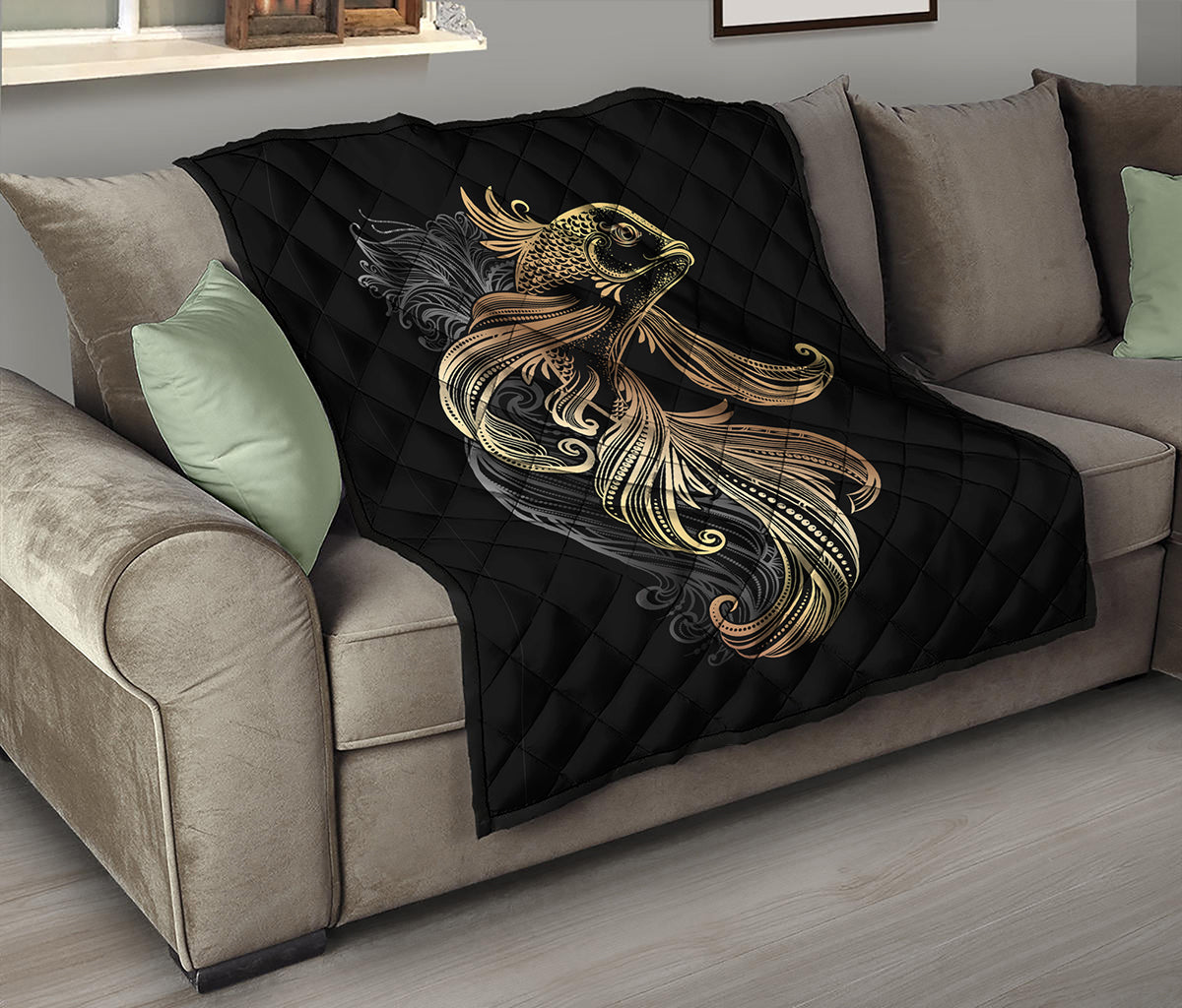 Bohemian Spiritual Fish Print Quilt