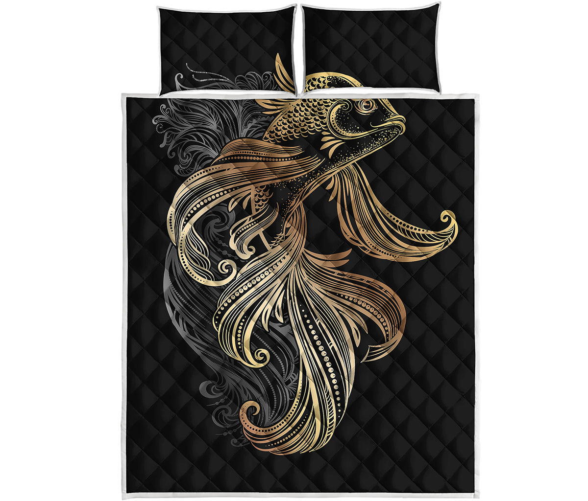 Bohemian Spiritual Fish Print Quilt Bed Set