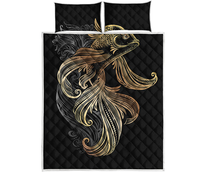 Bohemian Spiritual Fish Print Quilt Bed Set