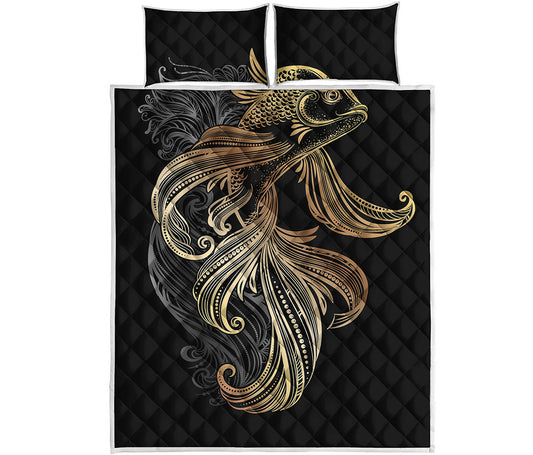 Bohemian Spiritual Fish Print Quilt Bed Set