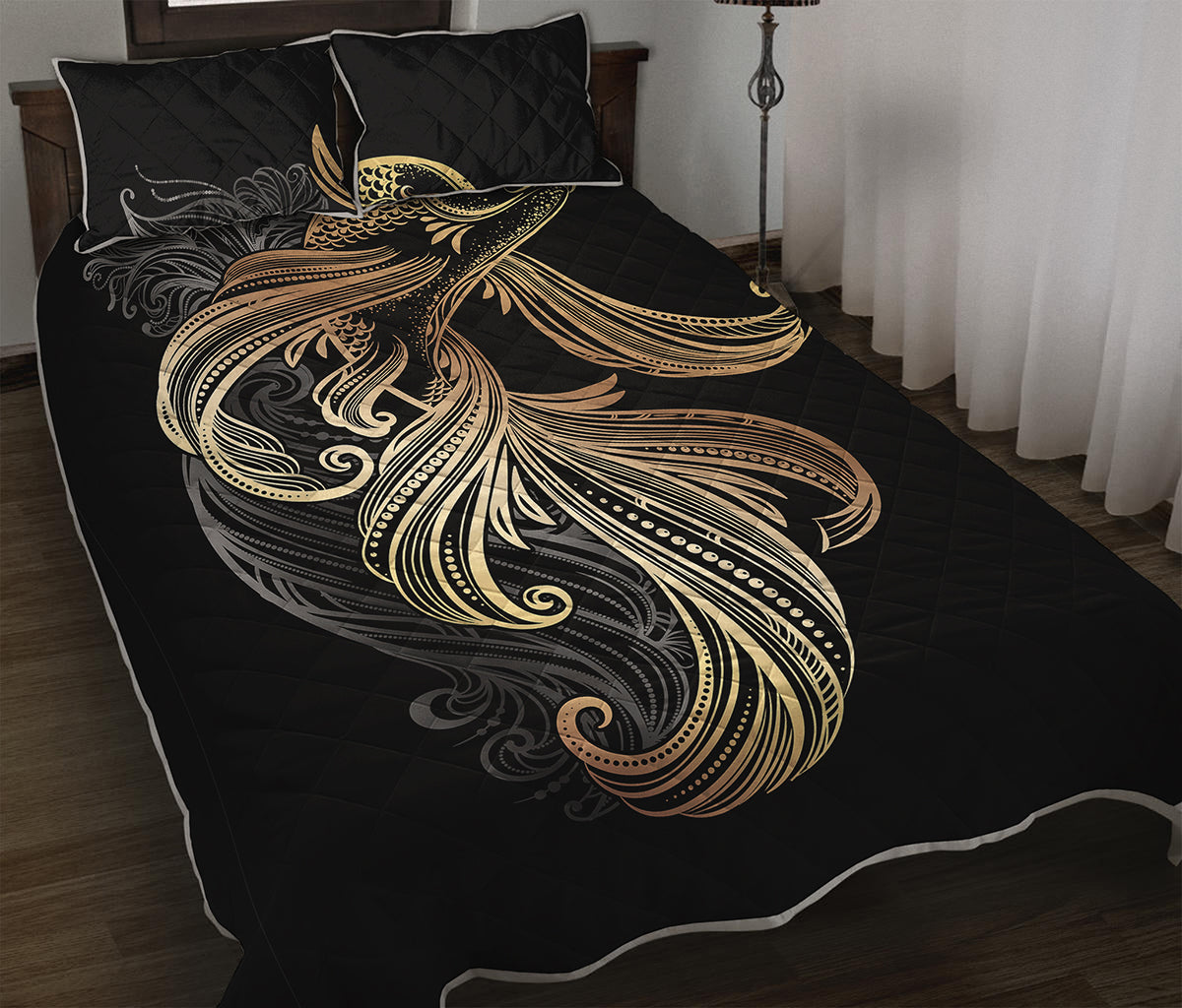 Bohemian Spiritual Fish Print Quilt Bed Set
