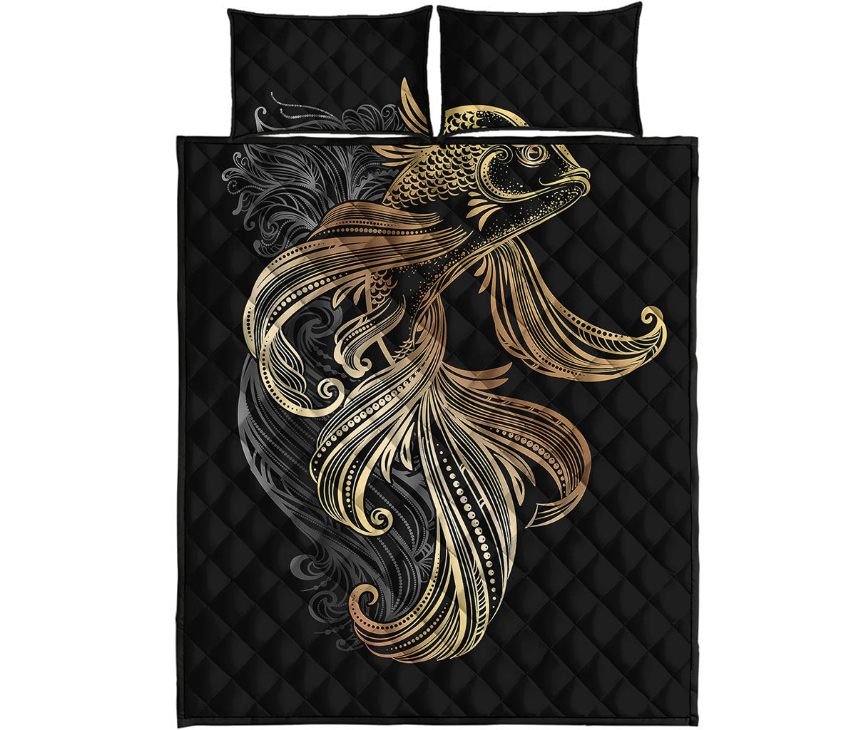 Bohemian Spiritual Fish Print Quilt Bed Set