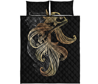 Bohemian Spiritual Fish Print Quilt Bed Set