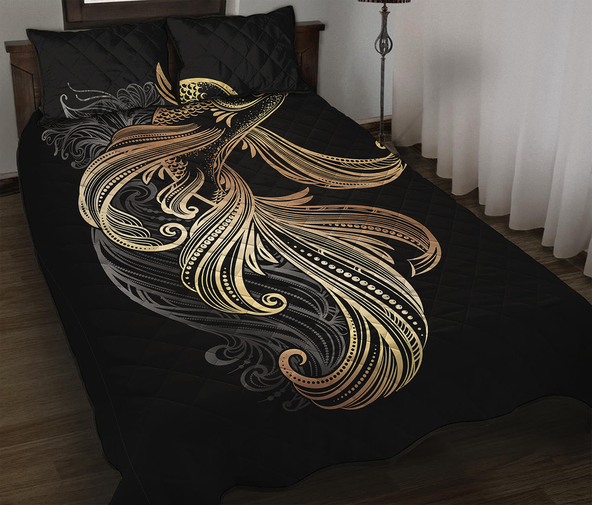 Bohemian Spiritual Fish Print Quilt Bed Set