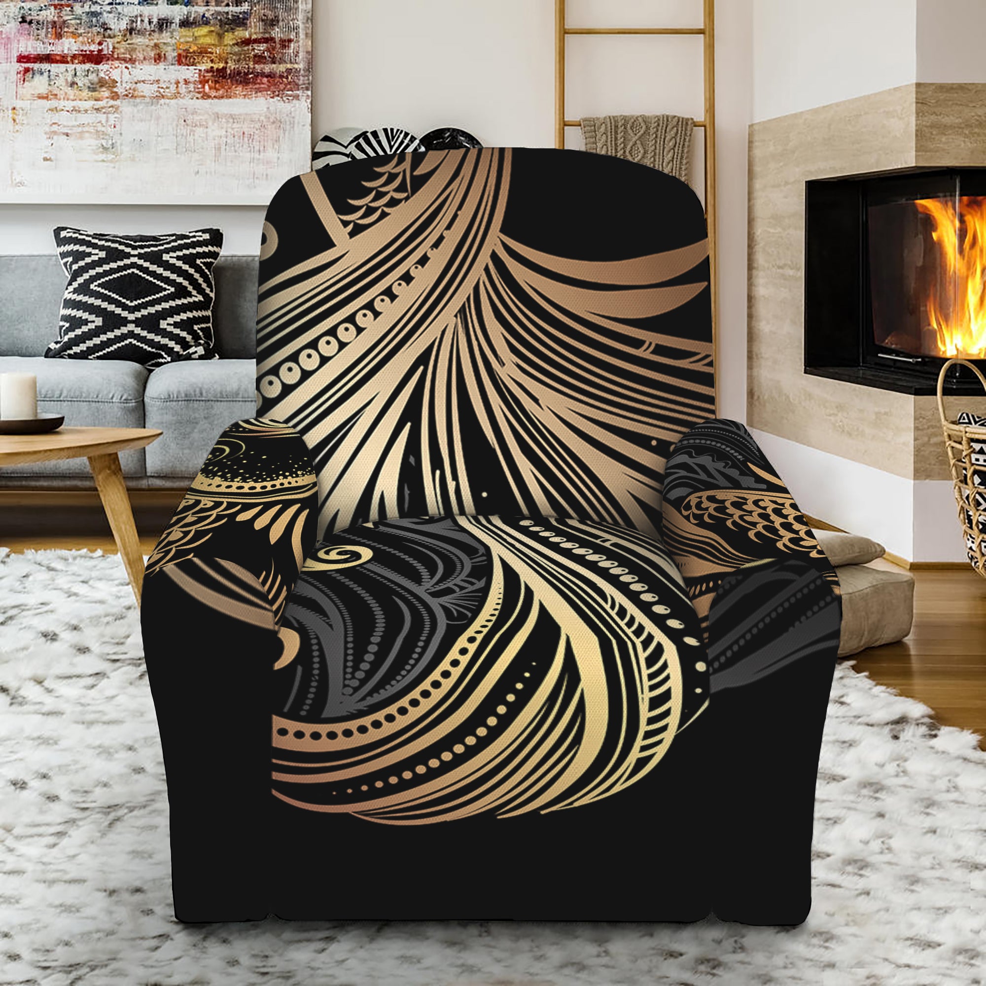 Bohemian Spiritual Fish Print Recliner Slipcover