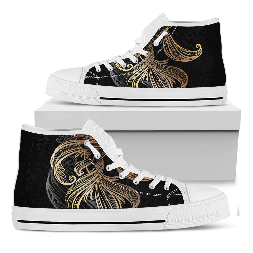 Bohemian Spiritual Fish Print White High Top Shoes