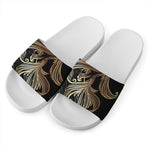 Bohemian Spiritual Fish Print White Slide Sandals