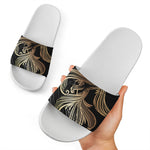 Bohemian Spiritual Fish Print White Slide Sandals