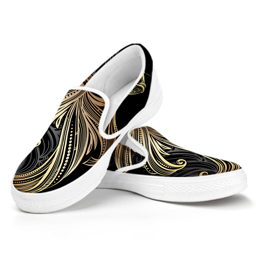 Bohemian Spiritual Fish Print White Slip On Shoes