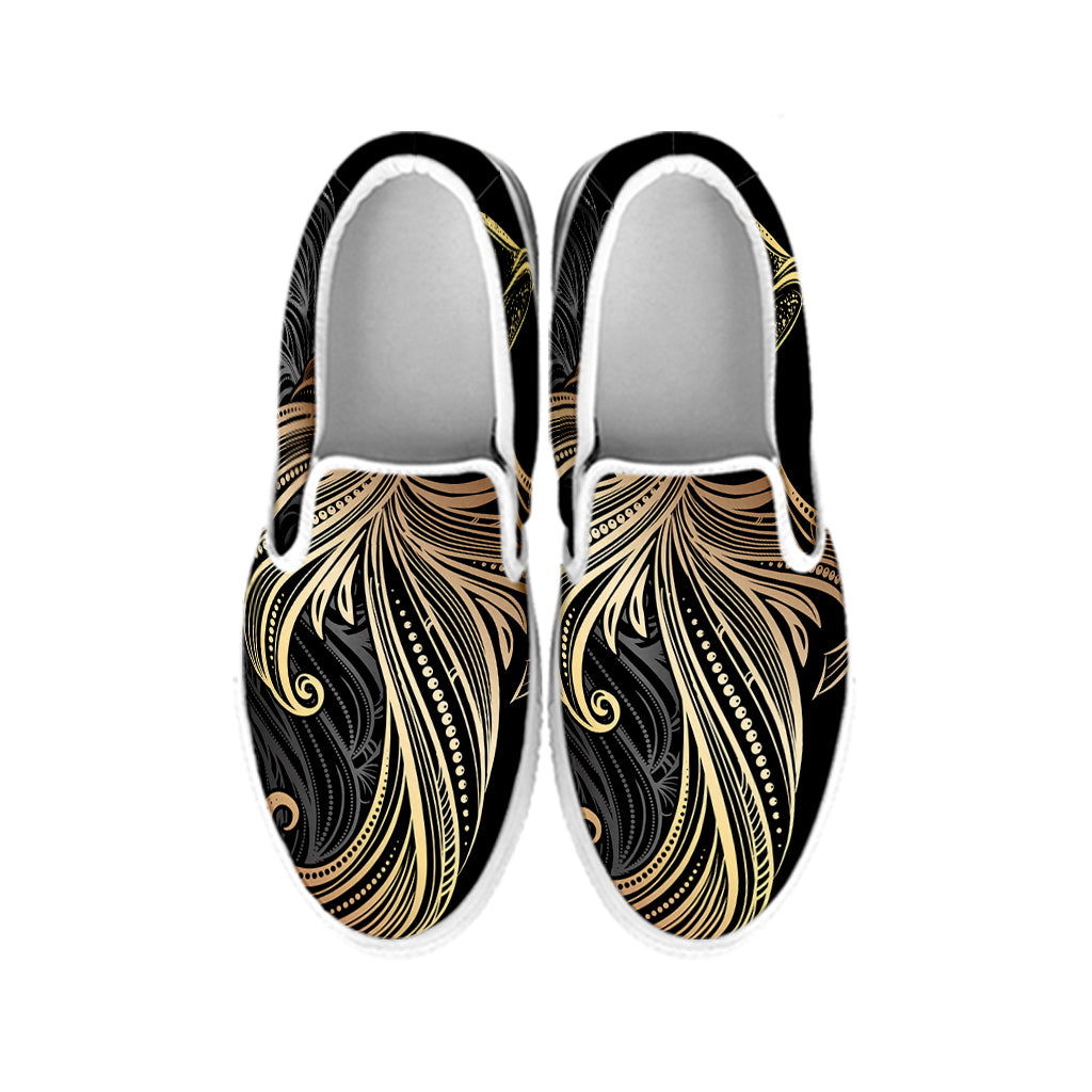 Bohemian Spiritual Fish Print White Slip On Shoes