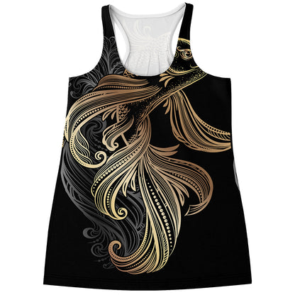 Bohemian Spiritual Fish Print Women's Racerback Tank Top