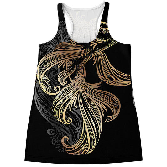 Bohemian Spiritual Fish Print Women's Racerback Tank Top