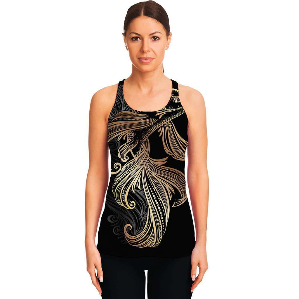 Bohemian Spiritual Fish Print Women's Racerback Tank Top