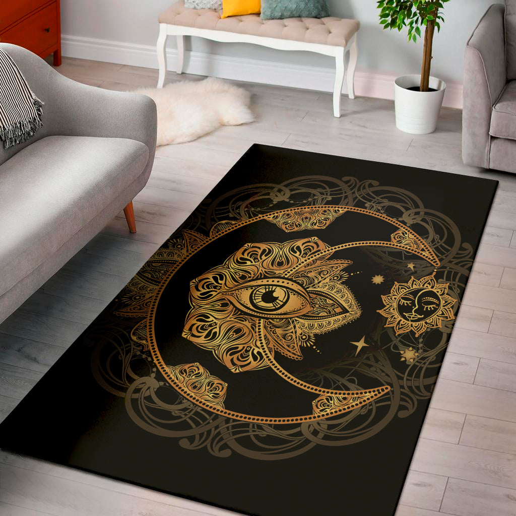 Bohemian Sun And Moon Print Area Rug