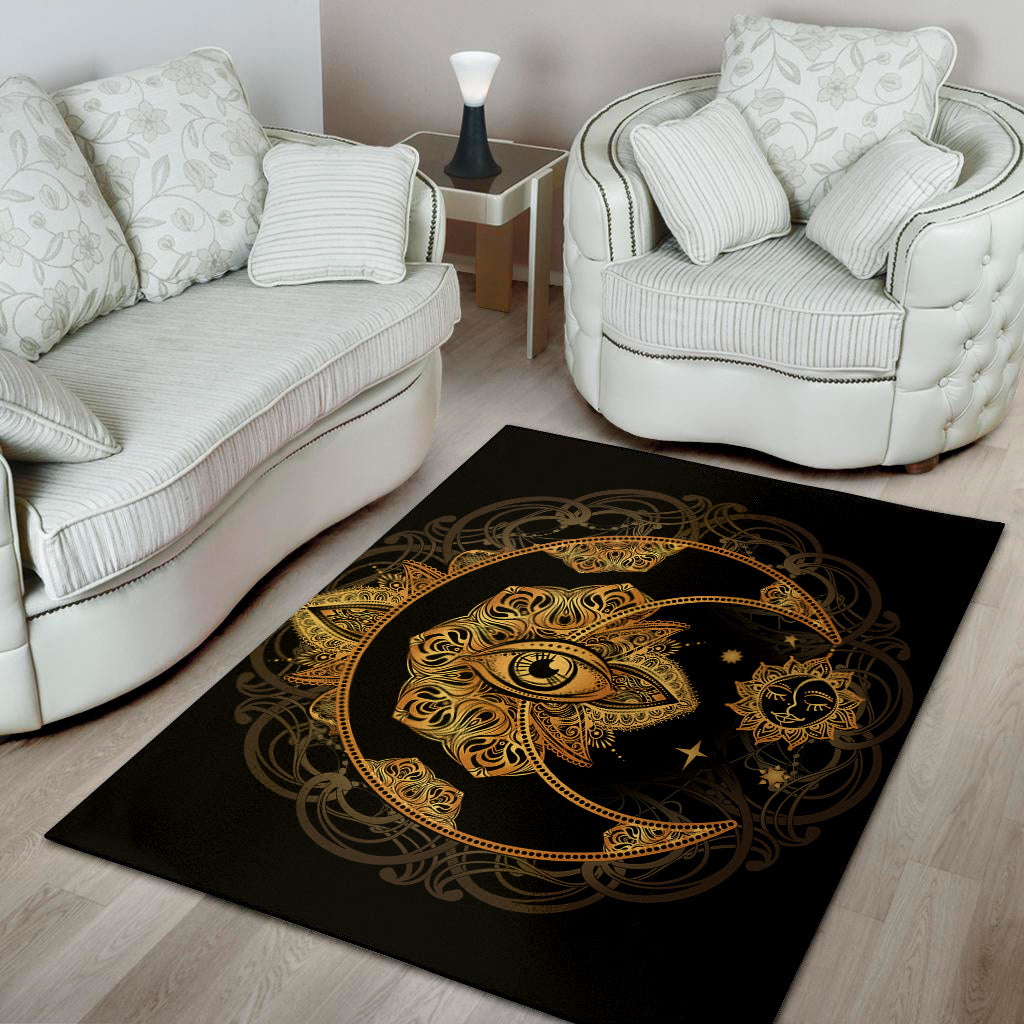 Bohemian Sun And Moon Print Area Rug