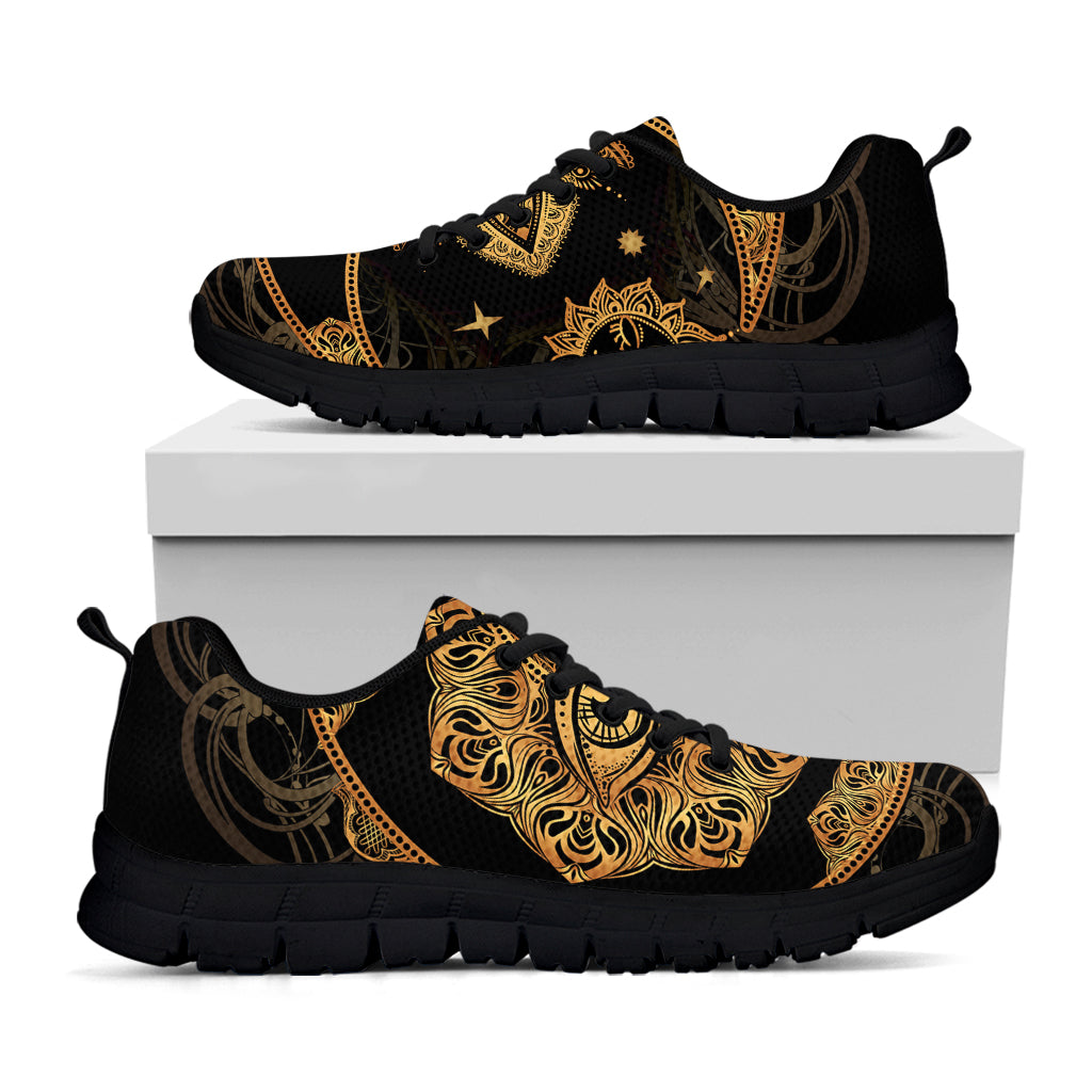 Bohemian Sun And Moon Print Black Sneakers
