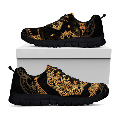 Bohemian Sun And Moon Print Black Sneakers