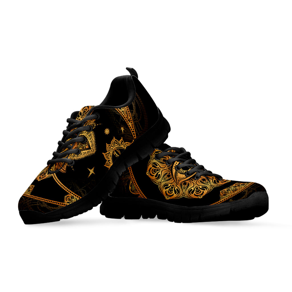 Bohemian Sun And Moon Print Black Sneakers