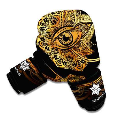 Bohemian Sun And Moon Print Boxing Gloves