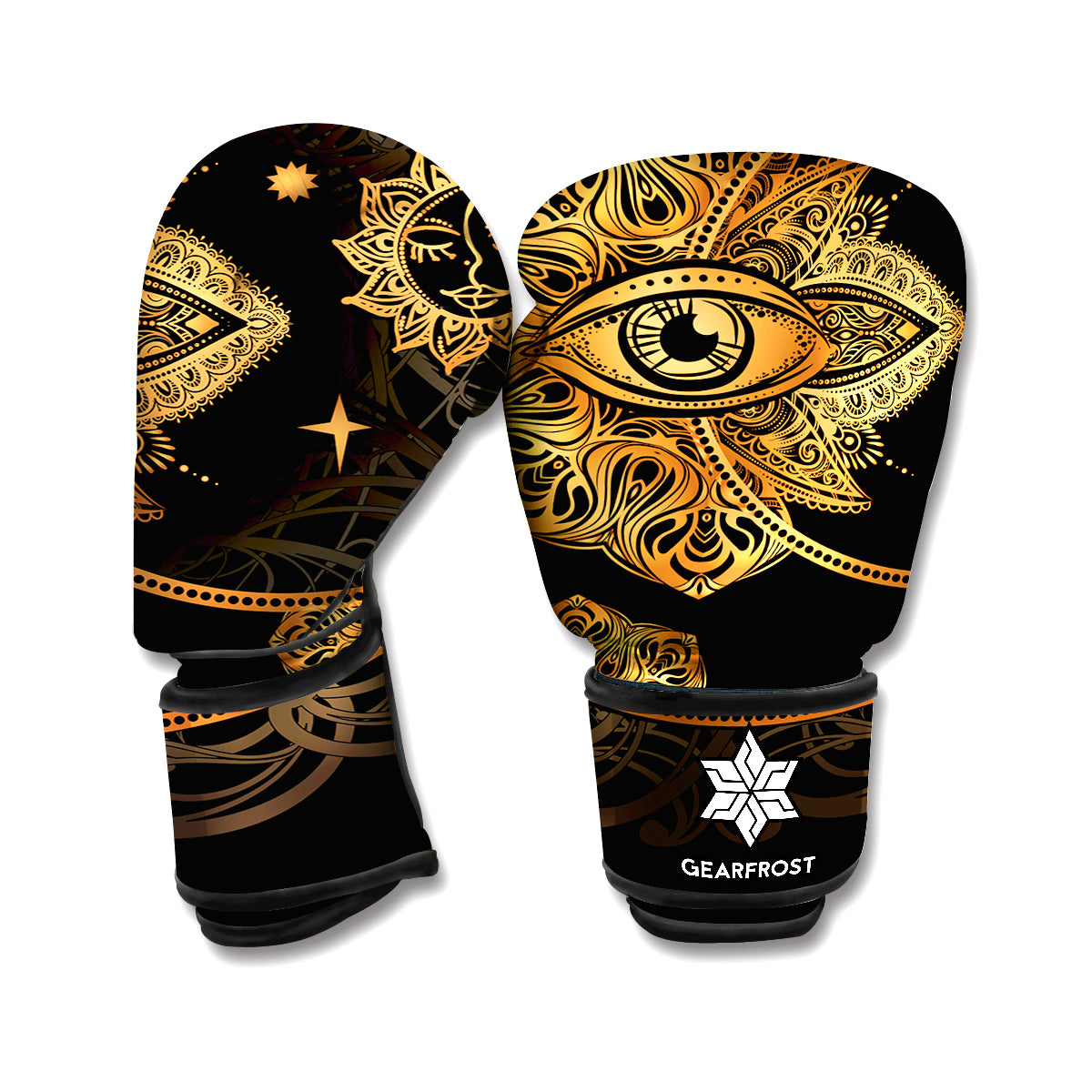 Bohemian Sun And Moon Print Boxing Gloves